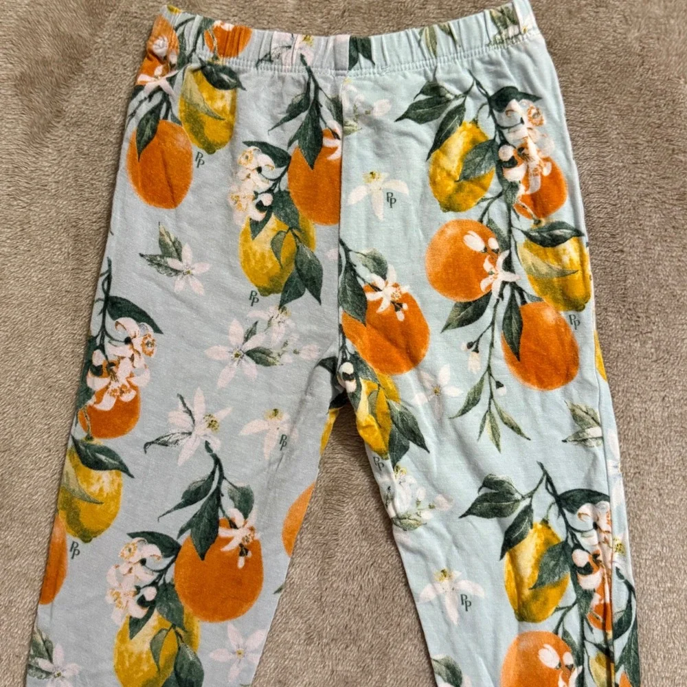 Posh Peanut Clementine Bamboo Viscose Pajama Set Kids 4T Blue Orange Lemon 2pc